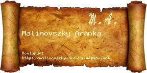 Malinovszky Aranka névjegykártya