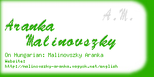aranka malinovszky business card